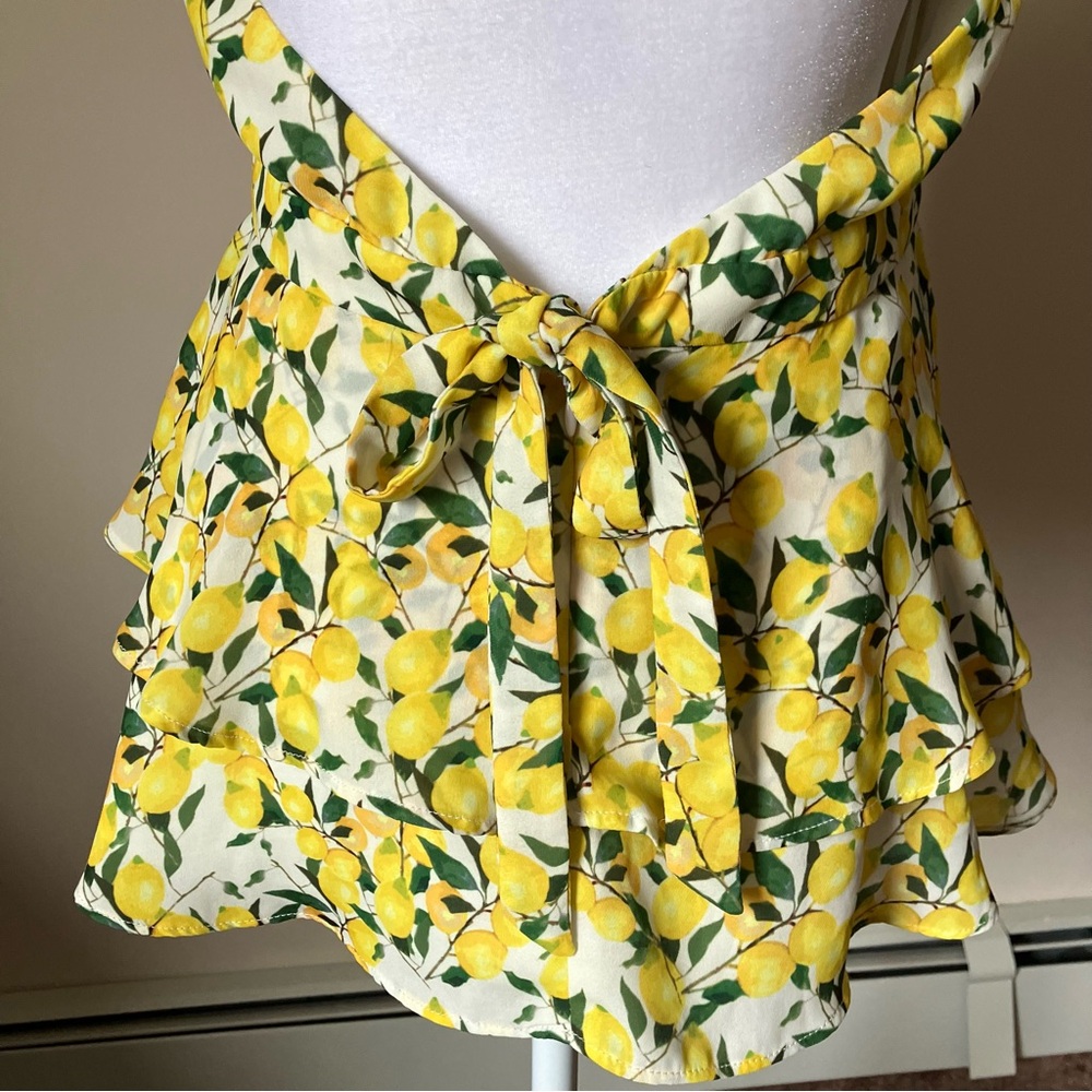 Parker Yellow Lemon Open Back Halter Top Blouse size Small - Picture 8 of 10